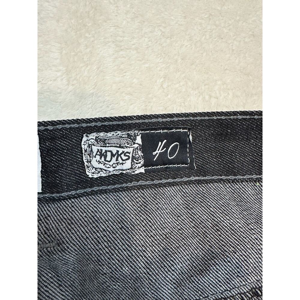 Men's Akademiks Jeans Size 40 Dark Wash Charcoal Embroidered Pockets Baggy - Picture 11 of 14